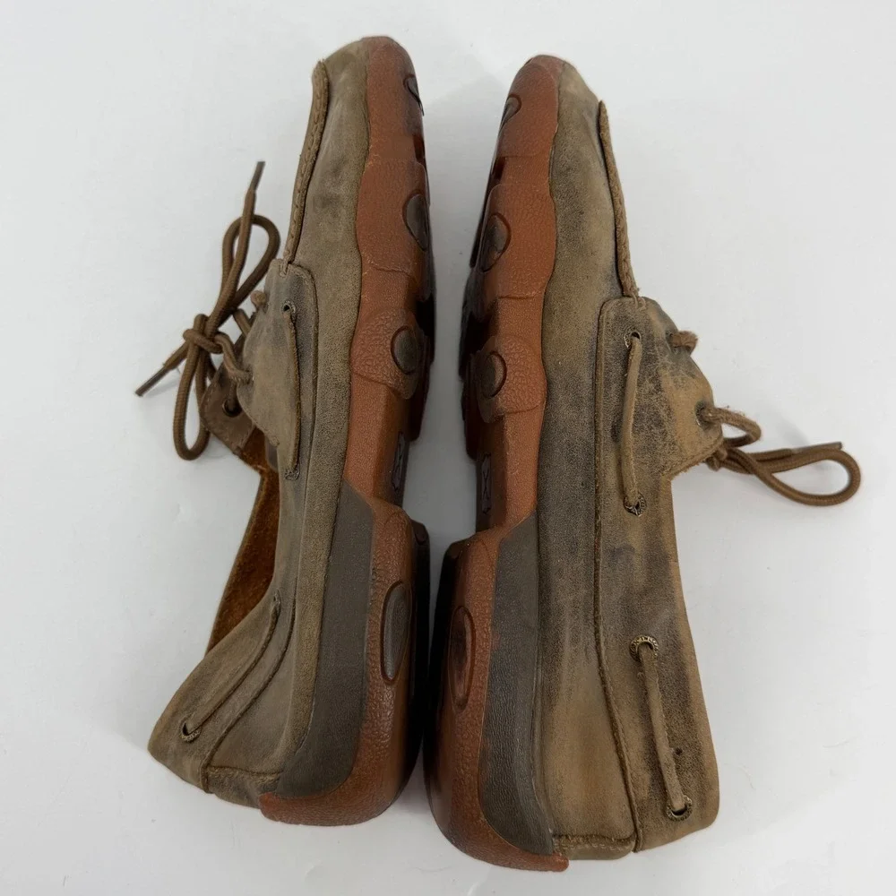 Twisted‎ X Mens Brown Distressed Leather Driving Loafers Boat Shoes 11.5 M